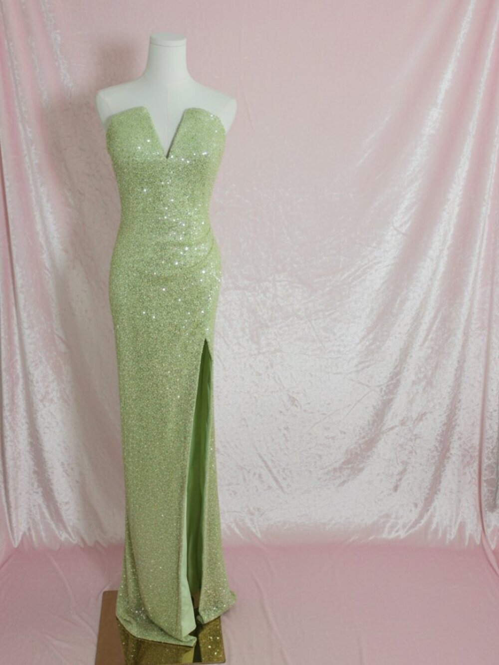 Jovani Light Green Sequin Gown Style #43442A